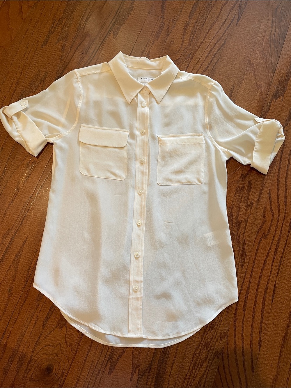 Classic Cream Short-Sleeve Button-Up Shirt